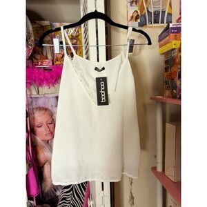 Boohoo white lace tank size 8 uk